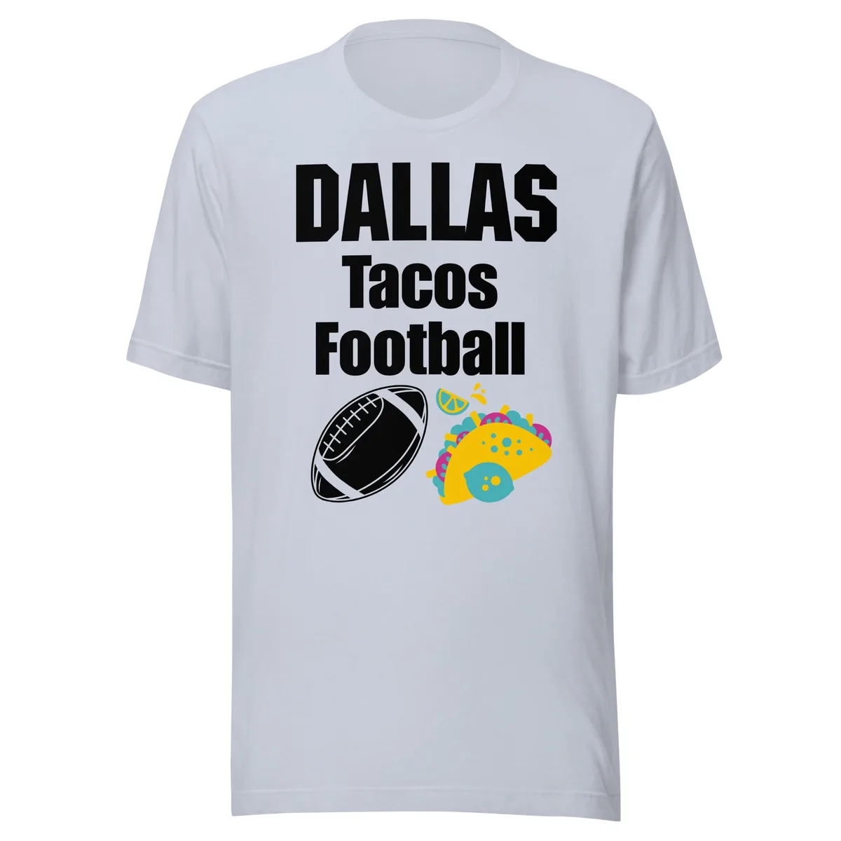 Dallas Tacos & Football Tee in Light Blue