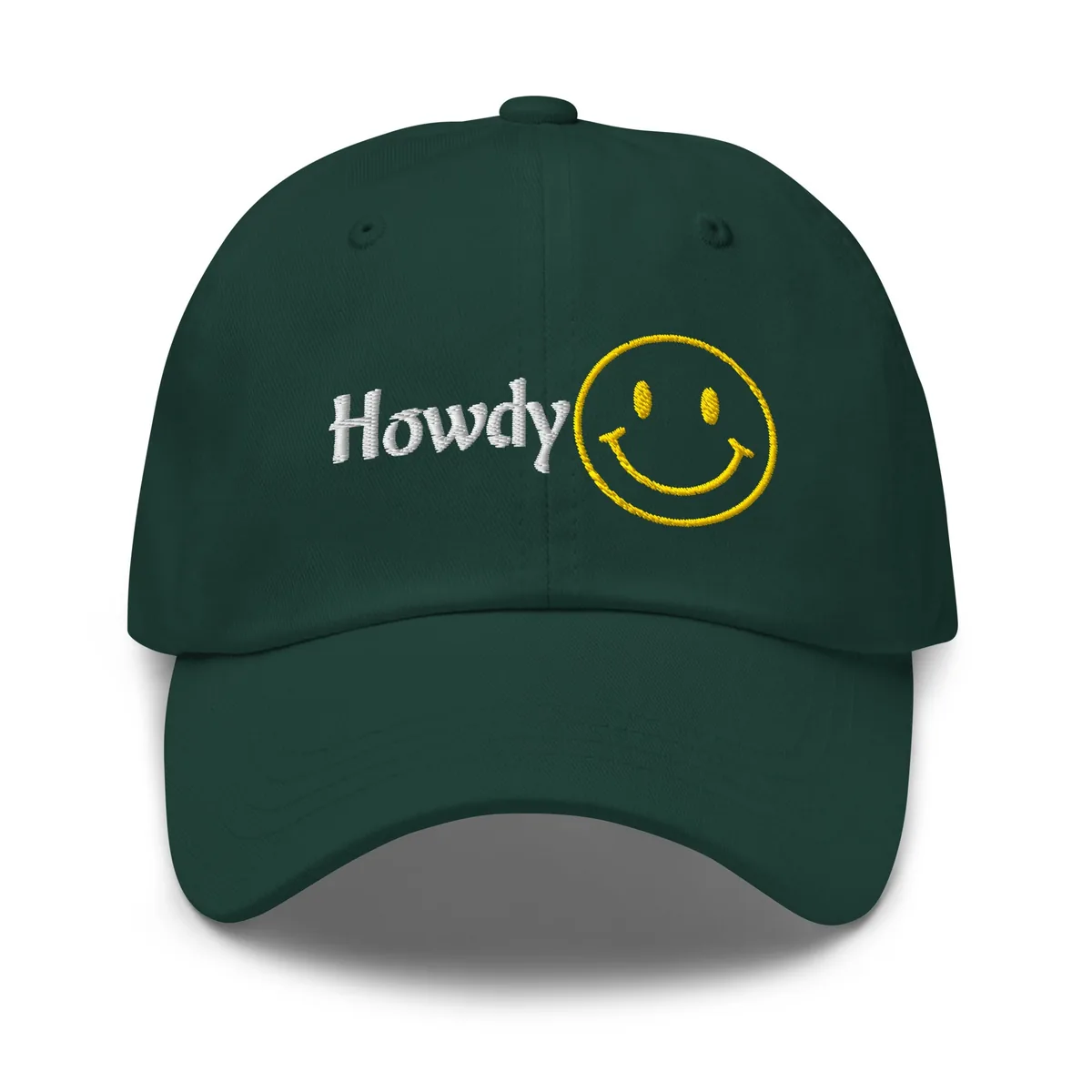 Green Howdy smiley embroidered cap