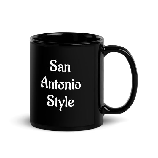 San Antonio Style Black Glossy Mug