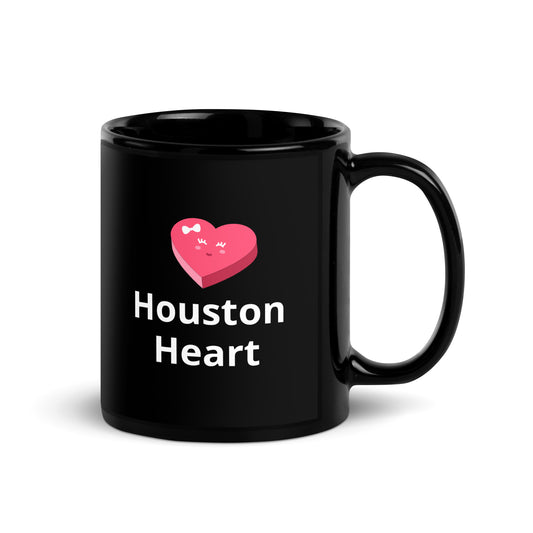 Houston Heart Black Glossy Mug