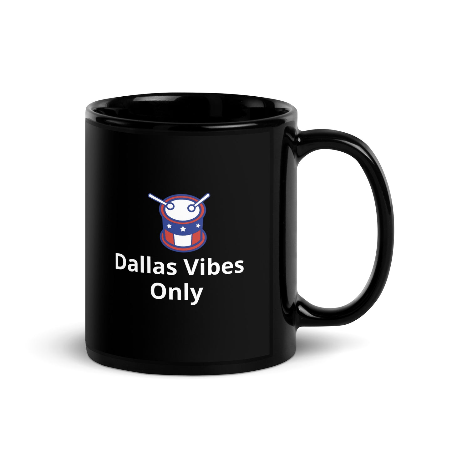 Dallas Vibes Only Black Glossy Mug