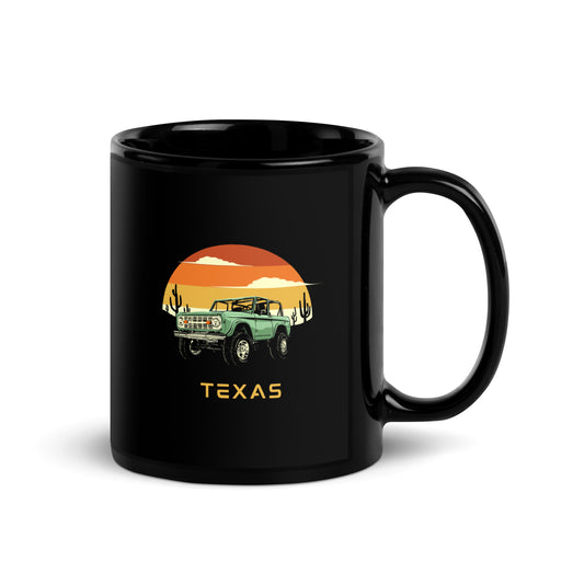 Texas Adventure Black Glossy Mug