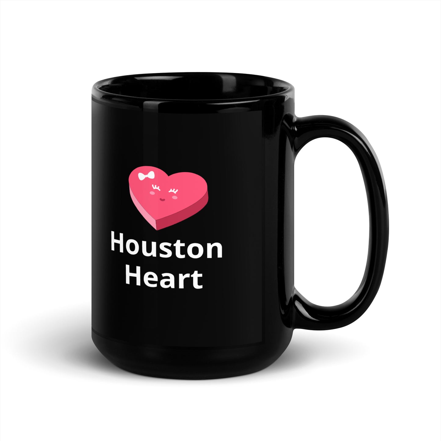 Houston Heart Black Glossy Mug