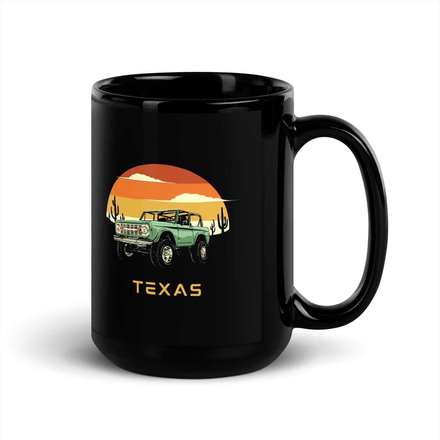 Texas Adventure Black Glossy Mug