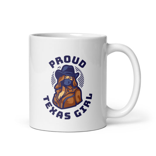 Proud Texas girl White glossy mug