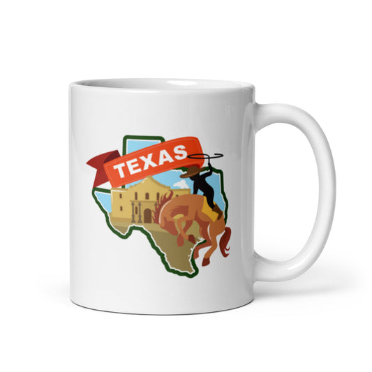 Texas Map White glossy mug