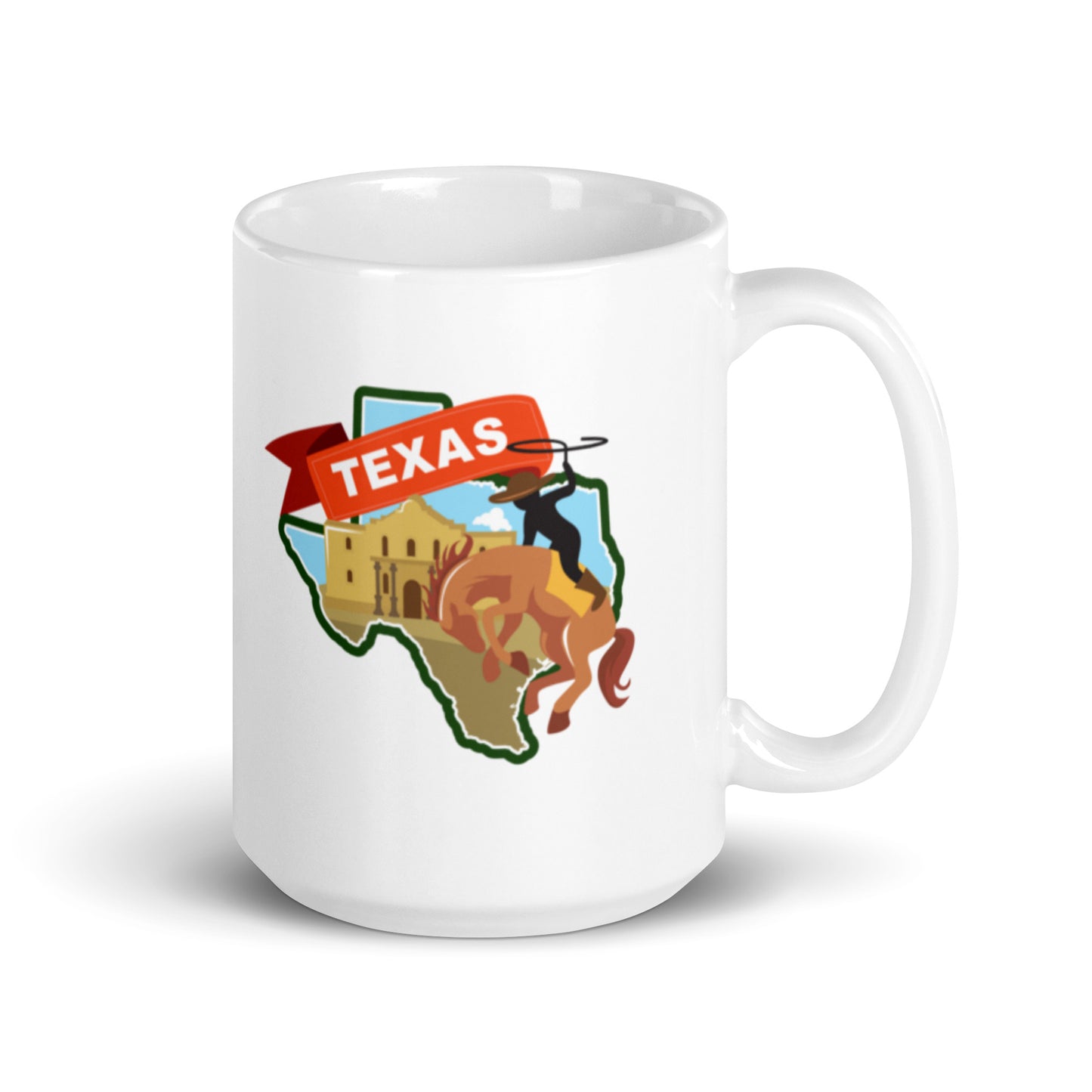 Texas Map White glossy mug